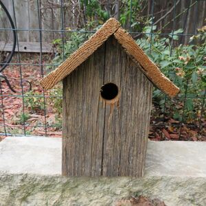 Vintage Handmade Rustic Wood Birdhouse For Garden Decor